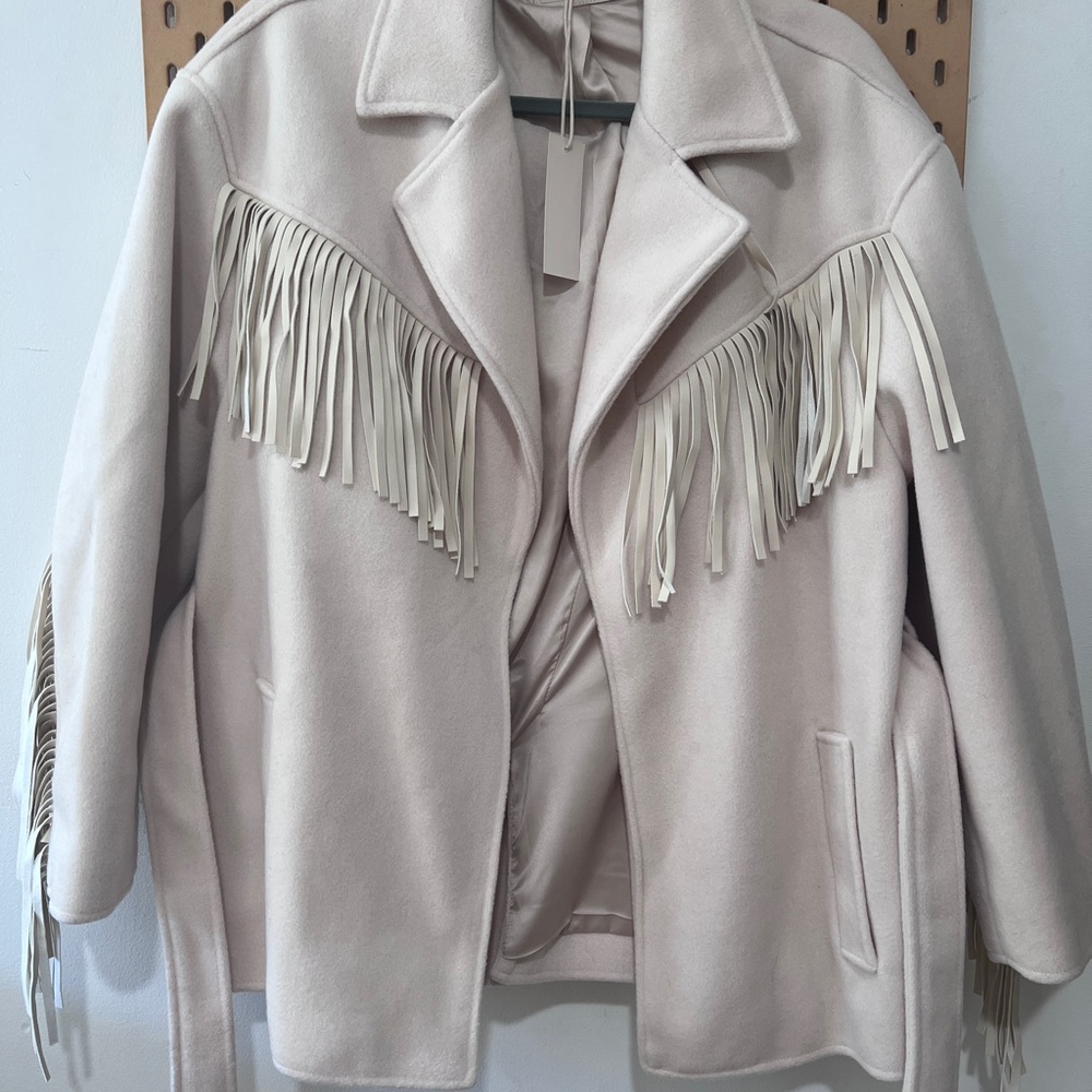 Blank NYC Cream Fringe Pea Coat